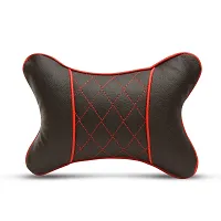 Euro Care Car Neck Rest Pillows, Cushion Set (Black-Red/Pack of 2)-thumb2