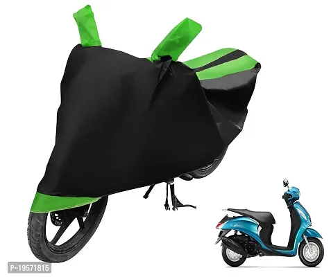 Euro Care Yamaha Fascino Bike Cover Waterproof Original / Fascino Cover Waterproof / Fascino bike Cover / Bike Cover Fascino Waterproof / Fascino Body Cover / Bike Body Cover Fascino With Ultra Surface Body Protection (Black, Green Look)