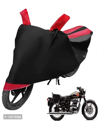 Auto Hub Royal Enfeild 500 Bike Cover Waterproof Original / Bullet 500 Cover Waterproof / Bullet 500 bike Cover / Bike Cover Bullet 500 Waterproof / Bullet 500 Body Cover / Bike Body Cover Bullet 500 With Ultra Surface Body Protection (Black, Red Look)-thumb0