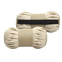 Auto Hub Faux Leather Neck Rest for Cars, Car Neck Support, Car Neck Rest Pillow - Pack of 2, (Dumbell Shape, Beige)-thumb3