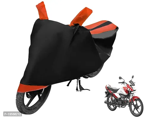 Auto Hub Hero Splendor i Bike Cover Waterproof Original / Splendor i Cover Waterproof / Splendor i bike Cover / Bike Cover Splendor i Waterproof / Splendor i Body Cover / Bike Body Cover Splendor i With Ultra Surface Body Protection (Black, Orange Look)