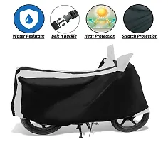 Auto Hub Yamaha SS 125 Bike Cover Waterproof Original / SS 125 Cover Waterproof / SS 125 bike Cover / Bike Cover SS 125 Waterproof / SS 125 Body Cover / Bike Body Cover SS 125 With Ultra Surface Body Protection (Black, White Look)-thumb1