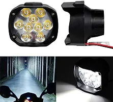 Auto Hub 9LED Fog Light Waterproof Black Body Spot Beam Pod Work Lamp with Handlebar Switch for Motorcycle Jeep SUV Car and Truck (White, 9 W)-thumb1