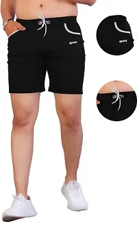 Stylish Black Cotton Blend Sports Shorts For Men-thumb4