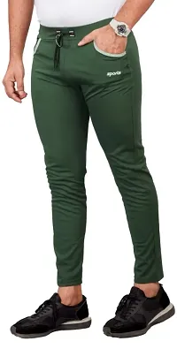 Elegant Green Cotton Blend Regular Track Pants For Men-thumb3