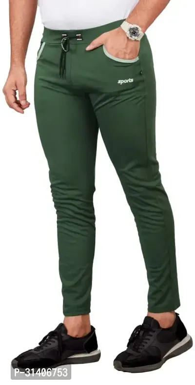 Elegant Green Cotton Blend Regular Track Pants For Men-thumb4