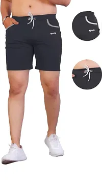 Stylish Dark Grey Cotton Blend Sports Shorts For Men-thumb4