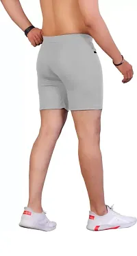 Stylish Grey Cotton Blend Sports Shorts For Men-thumb4