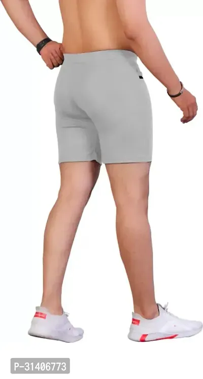 Stylish Grey Cotton Blend Sports Shorts For Men-thumb5