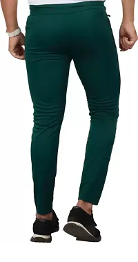 Elegant Green Cotton Blend Regular Track Pants For Men-thumb3