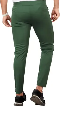 Elegant Green Cotton Blend Regular Track Pants For Men-thumb2