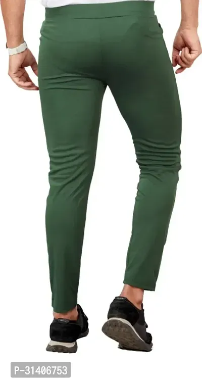 Elegant Green Cotton Blend Regular Track Pants For Men-thumb3