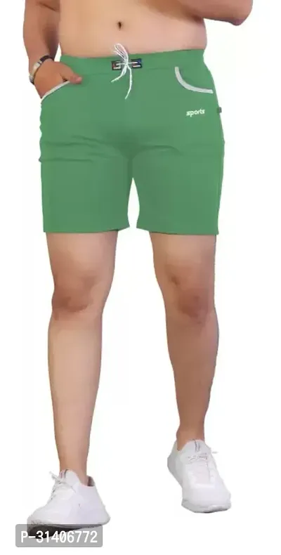 Stylish Green Cotton Blend Sports Shorts For Men