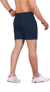 Stylish Navy Blue Cotton Blend Sports Shorts For Men-thumb3