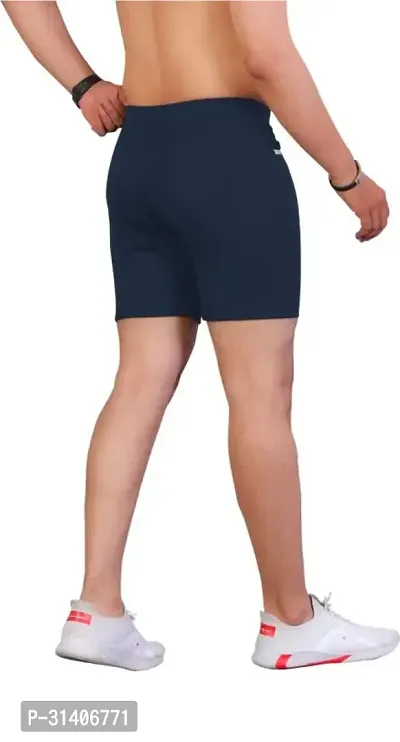 Stylish Navy Blue Cotton Blend Sports Shorts For Men-thumb4