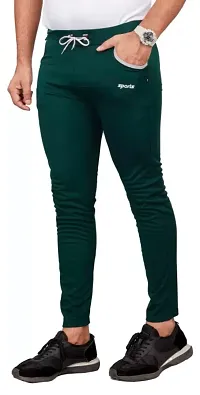 Elegant Green Cotton Blend Regular Track Pants For Men-thumb2