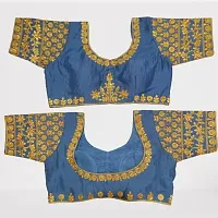 SHYAMLATA Women's Embroidered Vichitra Regular Fit Half Sleeve Round Neck Blouse (B-126)-thumb1