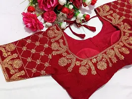 SHYAMLATA Women's Embroidered Vichitra Regular Fit Half Sleeve Round Neck Blouse (B-117)-thumb1