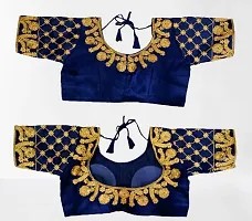 SHYAMLATA Women's Embroidered Vichitra Regular Fit Half Sleeve Round Neck Blouse (B-101)-thumb1