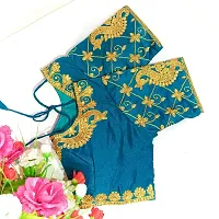 SHYAMLATA Women's Embroidered Vichitra Regular Fit Half Sleeve Round Neck Blouse (B-109)-thumb2