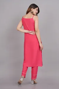 Elegant Rayon Pink  Sleeveless Solid Kurta And Pant Set For Women-thumb1