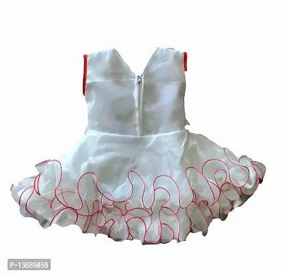 socho samjo Baby Girls Frock Dress with Soft net for 1 to 2 Year Baby Girl (White and red)-thumb2