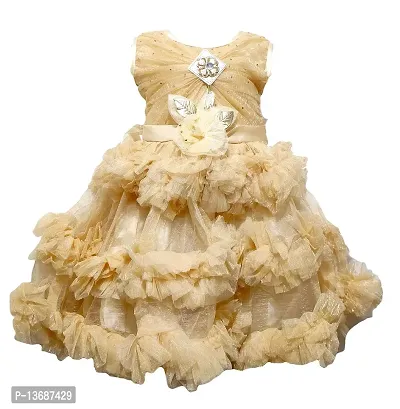 Stumble Fashion Baby Frock Girl middi Dress bhirthday Dress net Gold