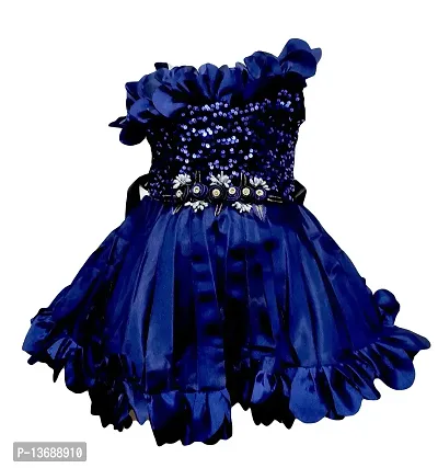 Stumble Fashion Baby Girls Dress middi Knee Length Fancy birthdayfrock Blue 4-5year