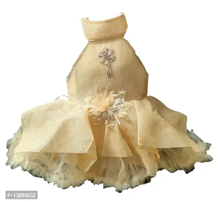 socho samjo Baby Girl's Knee Length Dress (hjj_Gold_18-24 Months)-thumb0