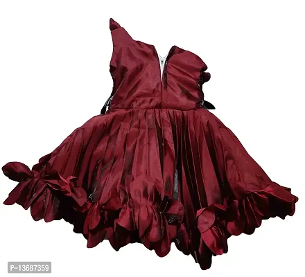 Stumble Fashion Baby Girls Dress middi Knee Length Fancy birthdayfrock Maroon-thumb2