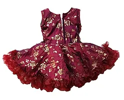 Stumble Fashion Baby Girls Dress middi Knee Length Fancy Birthday Frock mehrron 12-18month Maroon-thumb1