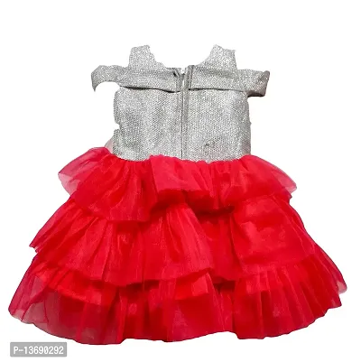 Stumble Fashion Baby Girls Dress middi Knee Length Fancy Birthday Frock red 9-12 Month-thumb2