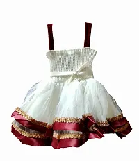 socho samjo Baby Girl's Net Frock (Red, 0-12 Months)-thumb1