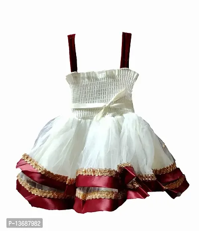 socho samjo Baby Girl's Net Frock (Red, 0-12 Months)-thumb2