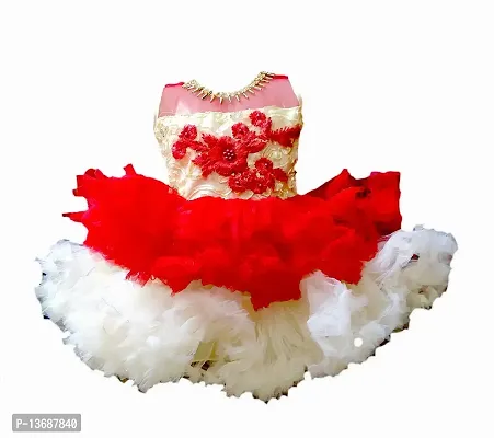 socho samjo Baby Girl's Frock Knee Length Dress ( Red_2-3 years )