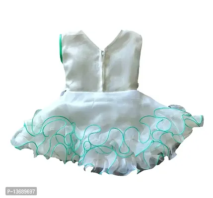 socho samjo Baby Girls Frock Dress with Soft net for 1 to 2 Year Baby Girl (White and Green)-thumb2