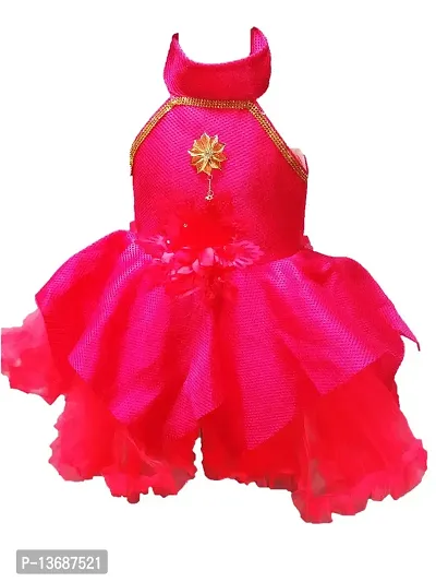 socho samjo Baby Girl's Knee Length Dress (hjj_Red_3-4 Years)