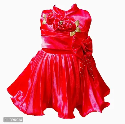 socho samjo Girl's Knee Length Dress (_Red_6-12 Months)