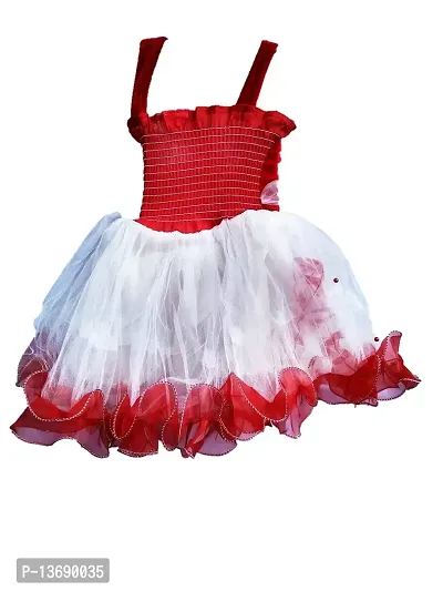 socho samjo Baby Girl's Knee Length Dress (ssd_Red_3-6 Months)-thumb2