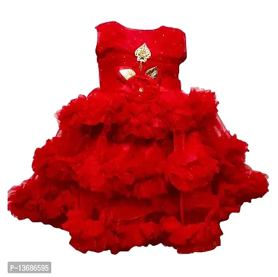 Stumble Fashion Baby Frock Girl middi Dress bhirthday Dress net Red-thumb0