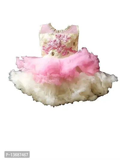socho samjo Baby Girl's Frock Midi Dress (Light Pink, 12-18 Months)