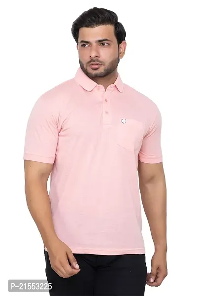 Stylish Pink Cotton Tees For Men-thumb0