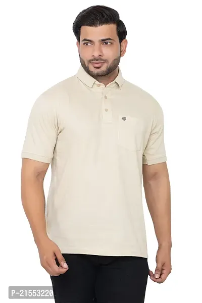 Stylish Beige Cotton Tees For Men-thumb0