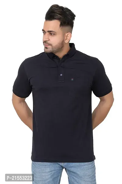 Stylish Black Cotton Tees For Men-thumb0