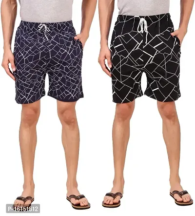 Stylish Cotton Blend Printed Regular Shorts For Men- Pack Of 2-thumb0