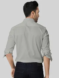 Stylish Grey Cotton Long Sleeves Solid Shirt For Men-thumb2