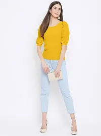 Elegant Yellow Lycra Solid Top For Women-thumb2