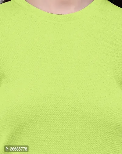 Elegant Neon Green Lycra Solid Top For Women-thumb4