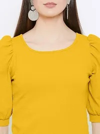 Elegant Yellow Lycra Solid Top For Women-thumb1