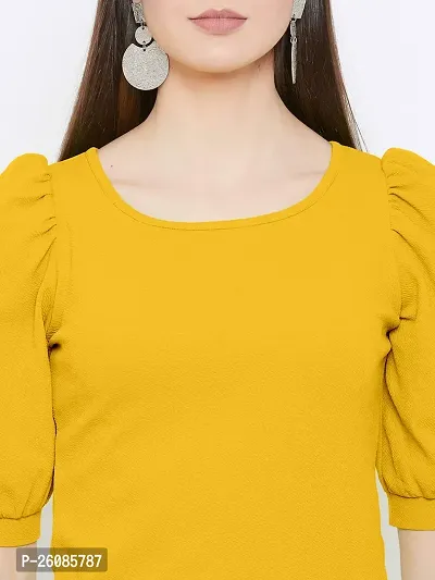 Elegant Yellow Lycra Solid Top For Women-thumb2